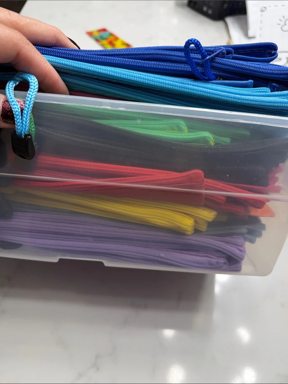 Colorful Zip Pouches Set for Home Storage - Pink, Green, Red and more